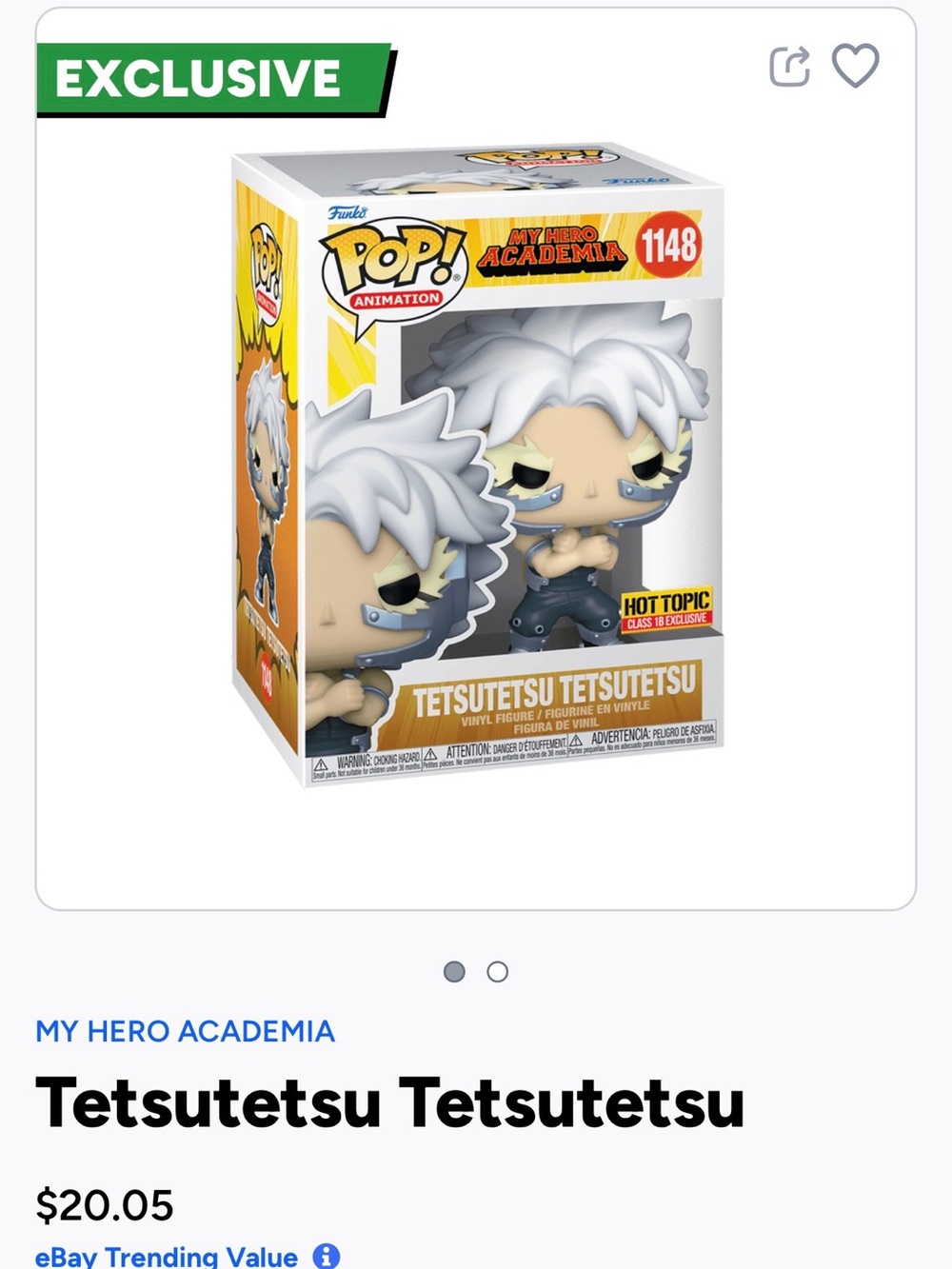 Funko POP! My Hero Academia Tetsutetsu Tetsutetsu - White, Black, Yellow-1184